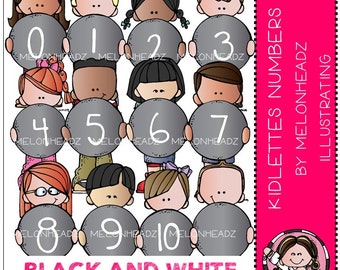 Kidlettes Numbers clip art - BLACK AND WHITE