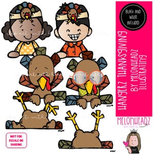 Thanksgiving Hangerz clip art digi stamp Mini