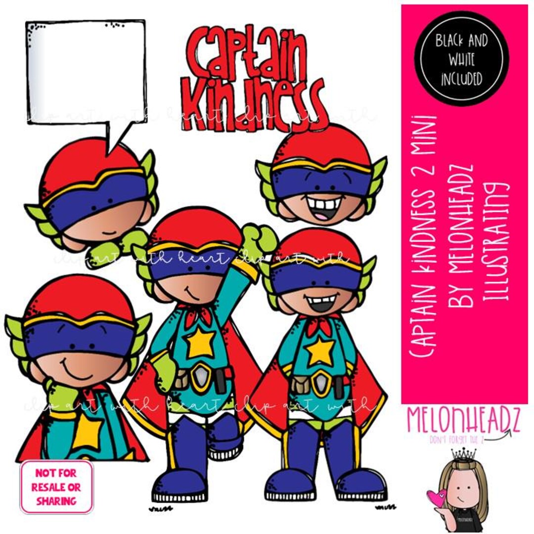 Captain Kindness 2 Clip Art, Superhero Mini - Etsy