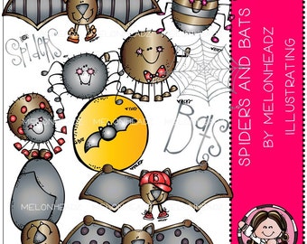 Spiders and bats clip art