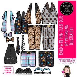 Build A Me Man クリップアート、Crazy Suits コンボパック