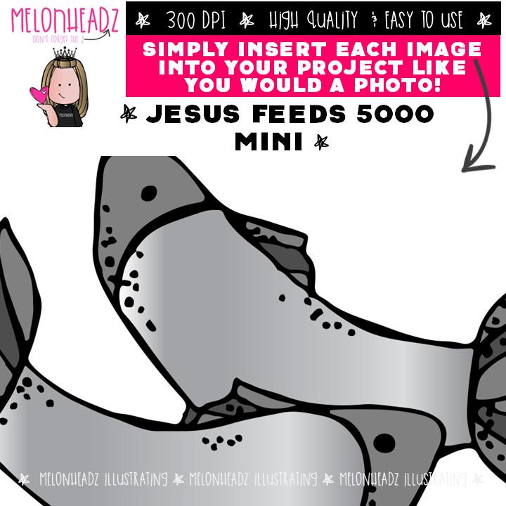 Jesus Feeds 5000 Clip Art, Bible Mini - Etsy