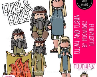 Elijah and Elisha clip art, Bible Mini