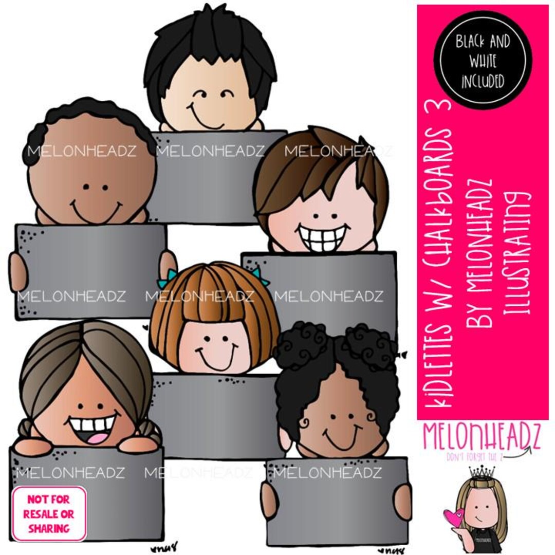 Kidlettes With Chalk Boards Clip Art 3, Blackboard Clip Art Mini - Etsy