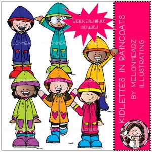 Kidlettes clip art - in raincoats - Mini