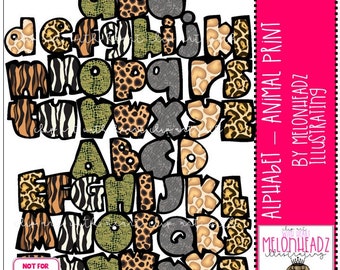 Alphabet clip art digi stamps Animal print