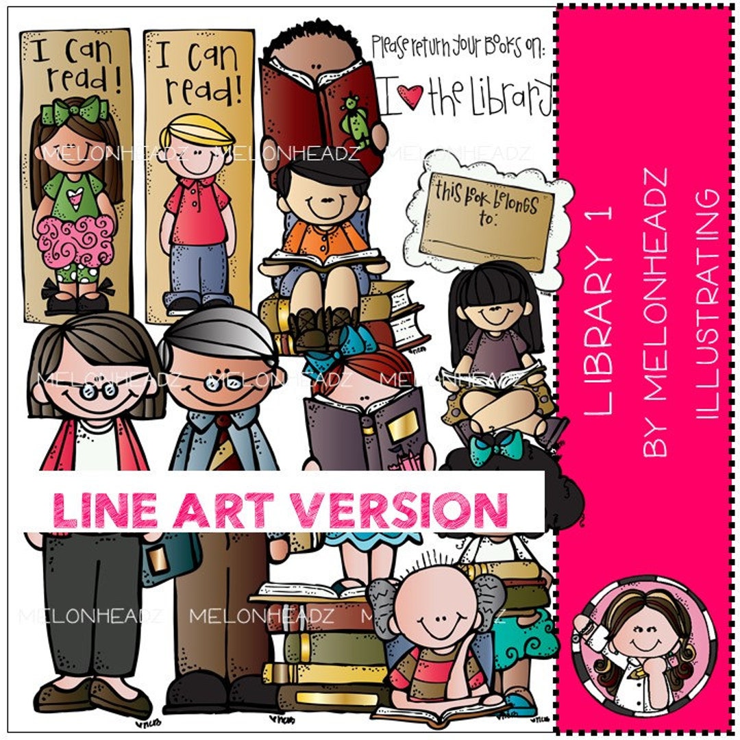 Library Clip Art - LINE ART - Etsy