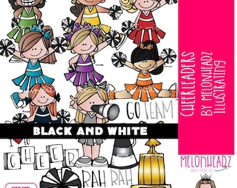 Football Cheerleader Clip Art Graphics- EPS Vector File - Hand-drawn ...