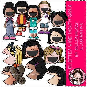 Kidlettes 口の広い女の子のクリップアート - コンボパック