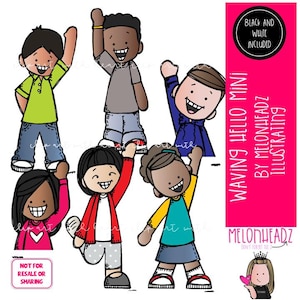 Wuivende Hallo-illustraties, Groeten-illustraties, Welkom-illustraties Mini