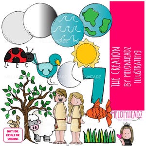 The Creation clip art, Bible COLORED Version
