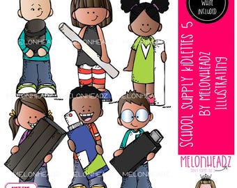 School Supply 5 Kidlettes clip art, office supplies Mini