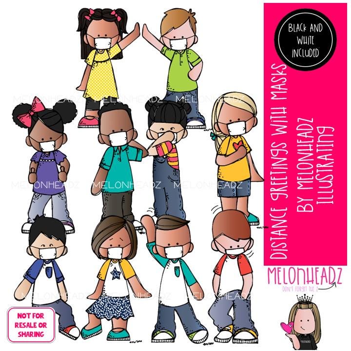 Distance Greetings Clip Art With Masks, Welcome, Hello and Goodbye Mini ...