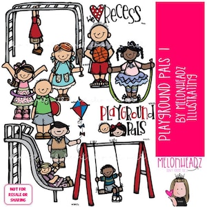 Playground Pals clip art 1, recess clip art COLORED Version