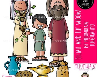 Elijah and the widow clip art, Bible Mini
