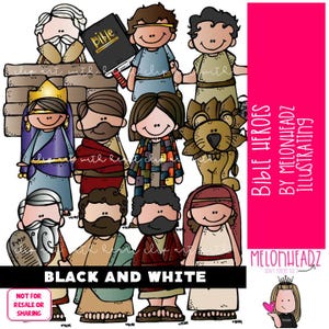 Bible heroes clip art, Bible Story clip art BLACK AND WHITE