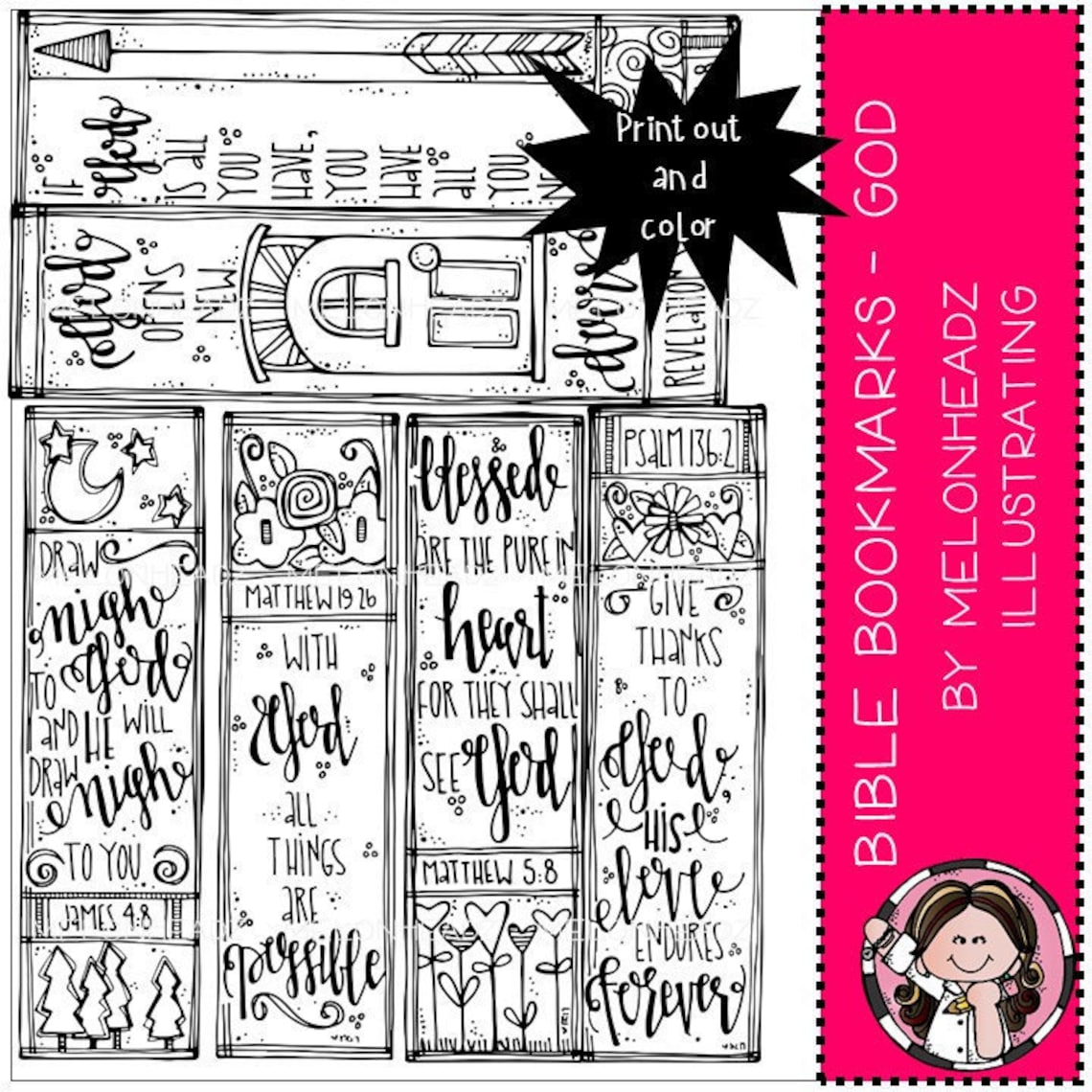 Bible Bookmarks Clip Art Printable God - Etsy