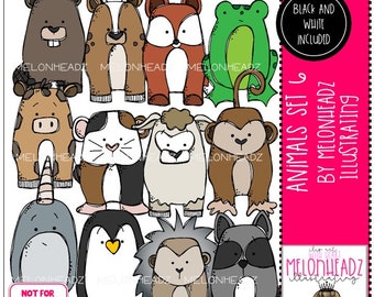 Animals set 6 clip art digi stamps COMBO PACK