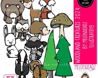 Woodland Creatures clip art 2024, forest animals COMBO PACK (digital download)