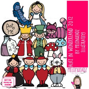 Alice in Wonderland clip art, Literature clip art, Book Companion COLORED Version