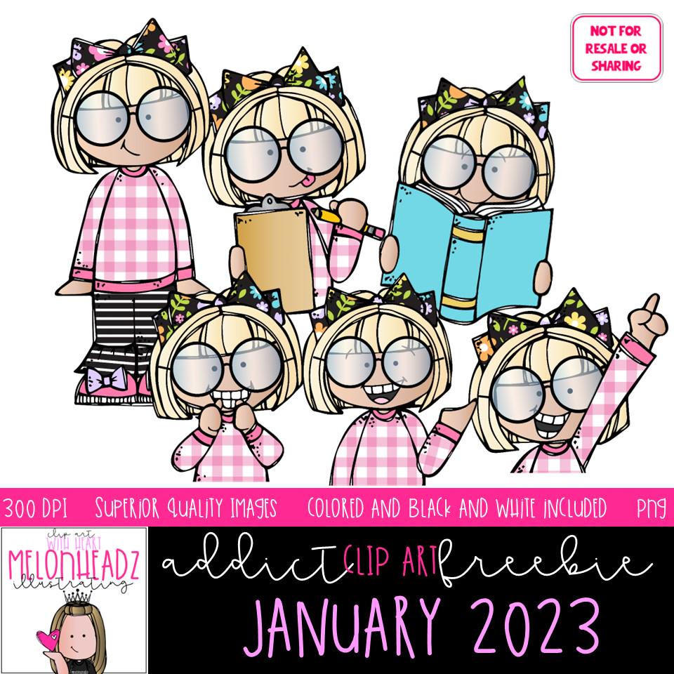 Melonheadz Addict Clip Art Digi Stamp January Set 2023 Mini - Etsy