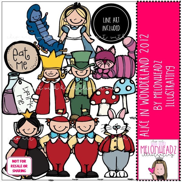 Alice in Wonderland clip art Digi stamps COMBO PACK