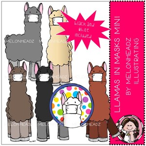 Llama clip art - with masks - Mini