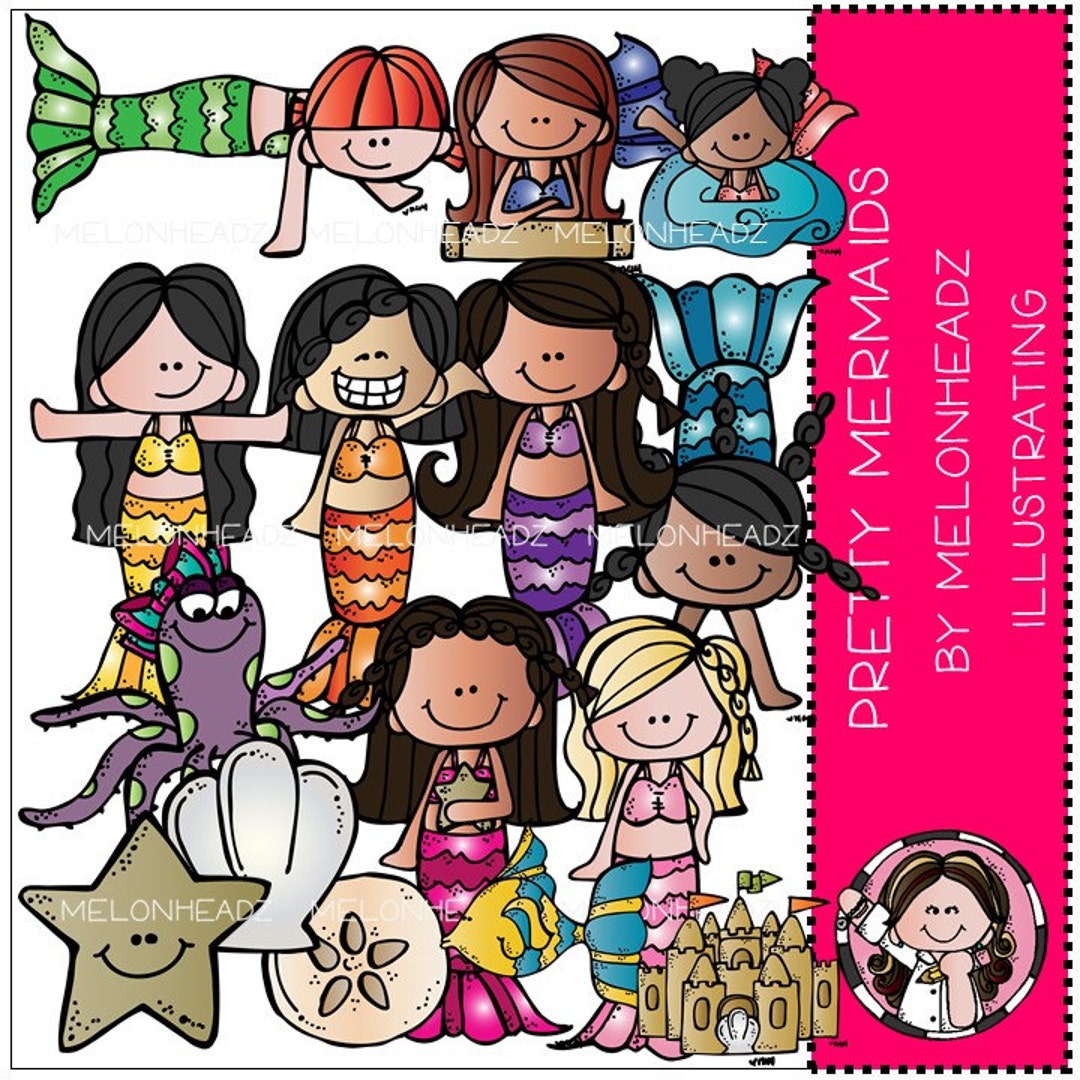 Pretty Mermaids Clip Art - Combo Pack - Etsy