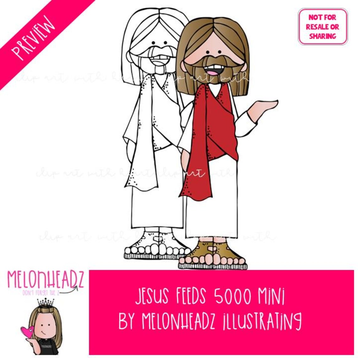 Jesus Feeds 5000 Clip Art, Bible Mini - Etsy