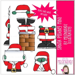 Santa peeking clip art - Mini