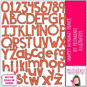 Unkempt Alphabet clip art Orange