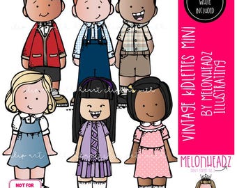 Vintage Kidlettes-illustraties, 1950, 1960, mini . kinderen