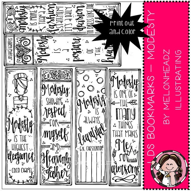 lds bookmarks clip art printable modesty etsy