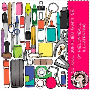 Les fournitures scolaires clip art - GIANT - COMBO PACK