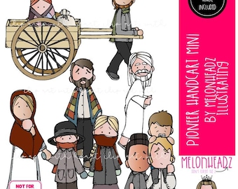 Pioneer Handcart clip art set 2, LDS history clip art, LDS clip art digi stamp Mini