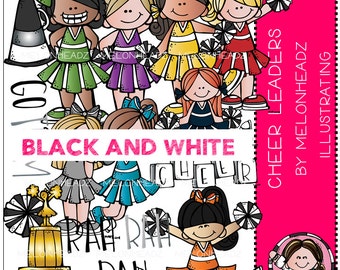 Cheerleader clip art - BLACK AND WHITE