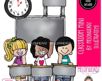 Image clipart salle de classe, école, bureau, horloge Mini