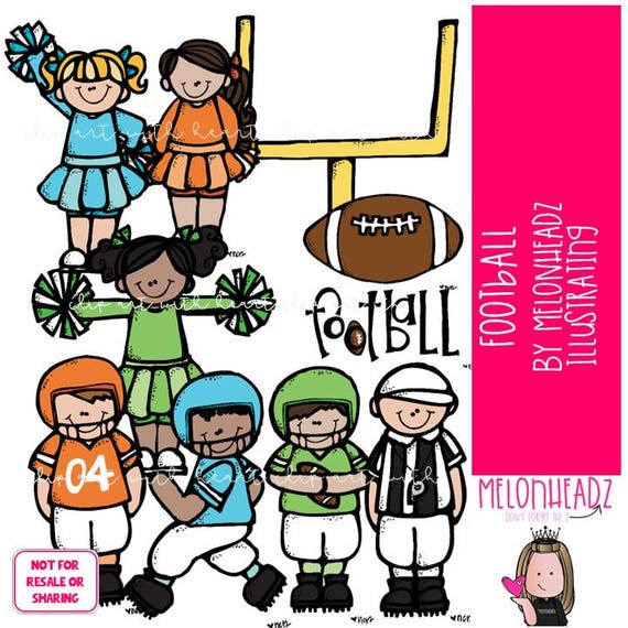 Football clip art, sport, cheerleader COLORED Version