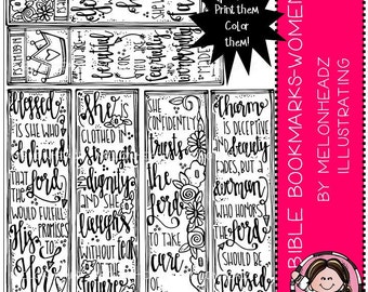 Bible Bookmarks clip art - Printable - Women