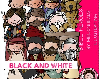 Bible heroes clip art - BLACK AND WHITE