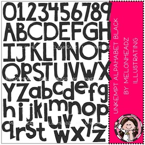 Umkempt Alphabet clip art - BLACK