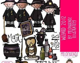 Magier Clip art 2012, Hexe, Kessel FARBIGE Version (digitaler Download)