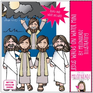 Jesus walks on water clip art - Mini - Bible