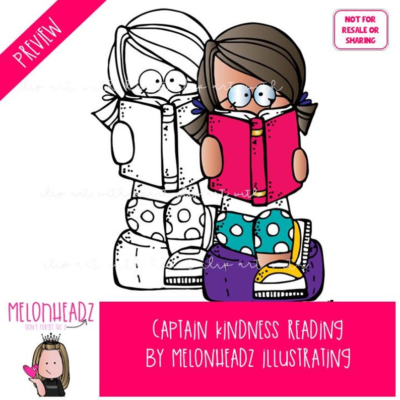 Captain Kindness Clip Art, Reading, Superhero Mini - Etsy