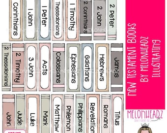 New Testament Books clip art, Bible, Printable PDF COLORED Version