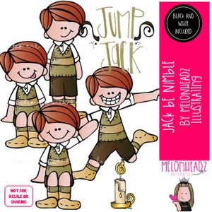 Jack be Nimble clip art, Nursery Rhyme, Literature Mini (Digital Download)