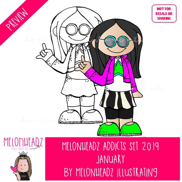 Melonheadz Addicts Clip Art - January 2019 Set - Mini - Etsy