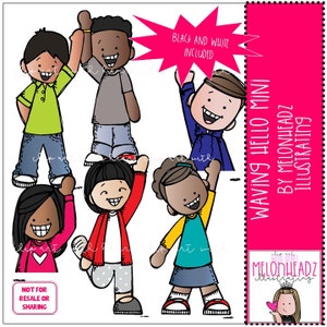 Waving Hello clip art - Mini