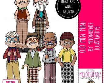 Old Men clip art digi stamps Mini by Melonheadz Clipart