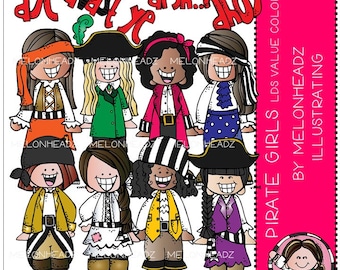 Pirate clip art - Girls - COMBO PACK - LDS value colors